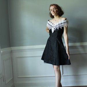 Vintage lace off the shoulder dress